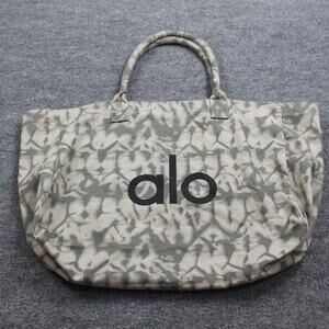 Alo Yoga Tote Bag Womens One Size Gray Camo Shopper Tote Cotton Shoulder Large